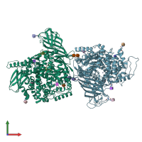 PDB entry 5k1v coloured by chain, front view.