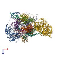 PDB entry 5k36 coloured by chain, top view.