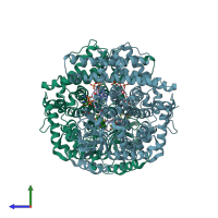 PDB entry 5k3j coloured by chain, side view.