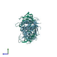 PDB entry 5k4d coloured by chain, side view.