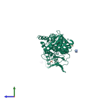 PDB entry 5k6i coloured by chain, side view.