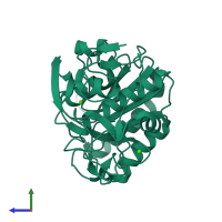 PDB entry 5k7s coloured by chain, side view.