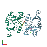 PDB entry 5k8y coloured by chain, front view.