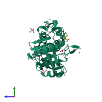 PDB entry 5ka3 coloured by chain, side view.