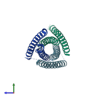 PDB entry 5ka6 coloured by chain, side view.
