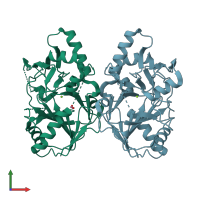 PDB entry 5keu coloured by chain, front view.