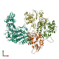 PDB entry 5kg8 coloured by chain, front view.