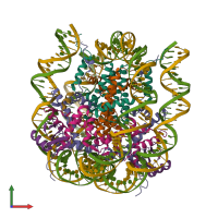 Hetero 14-meric assembly 1 of PDB entry 5kgf coloured by chemically distinct molecules, front view.