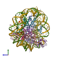 PDB entry 5kgf coloured by chain, side view.