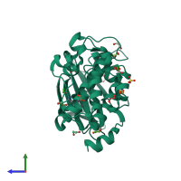 PDB entry 5kgi coloured by chain, side view.