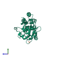 PDB entry 5khl coloured by chain, side view.