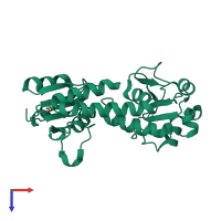 PDB entry 5khl coloured by chain, top view.