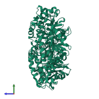 Probable enoyl-CoA hydratase EchA1 (Enoyl hydrase) (Unsaturated acyl-CoA hydratase) (Crotonase) in PDB entry 5kjp, assembly 1, side view.