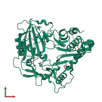 PDB entry 5kjs coloured by chain, front view.