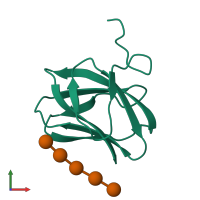 PDB entry 5kle coloured by chain, front view.