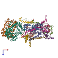 PDB entry 5klv coloured by chain, top view.