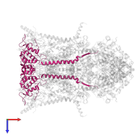 Cytochrome c1, heme protein, mitochondrial in PDB entry 5klv, assembly 1, top view.