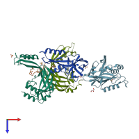 PDB entry 5kmx coloured by chain, top view.