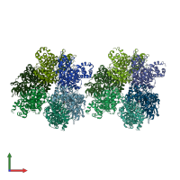 PDB entry 5koz coloured by chain, front view.