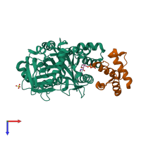 PDB entry 5kp7 coloured by chain, top view.