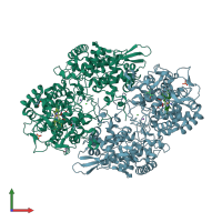 PDB entry 5kq0 coloured by chain, front view.