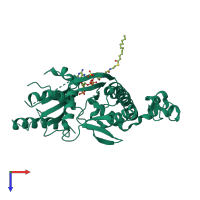 PDB entry 5kqd coloured by chain, top view.