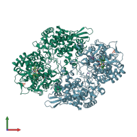 PDB entry 5kqq coloured by chain, front view.