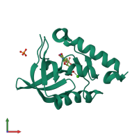 PDB entry 5kru coloured by chain, front view.