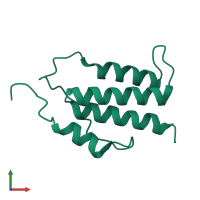 Monomeric assembly 1 of PDB entry 5ks5 coloured by chemically distinct molecules, front view.