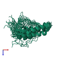 PDB entry 5ks5 coloured by chain, ensemble of 20 models, top view.