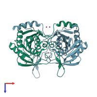 PDB entry 5kss coloured by chain, top view.