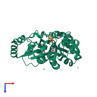 PDB entry 5ktp coloured by chain, top view.