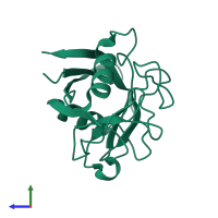 PDB entry 5kur coloured by chain, side view.