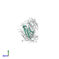 Zika envelope DIII in PDB entry 5kvf, assembly 1, side view.