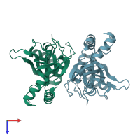 PDB entry 5kwq coloured by chain, top view.