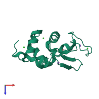 PDB entry 5kxl coloured by chain, top view.