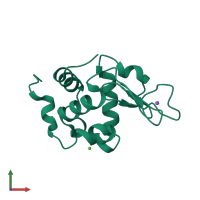 PDB entry 5kxn coloured by chain, front view.