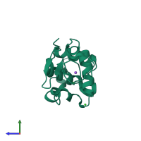 PDB entry 5kxn coloured by chain, side view.