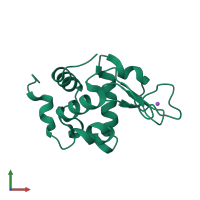 PDB entry 5kxr coloured by chain, front view.