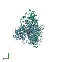 PDB entry 5l0e coloured by chain, side view.