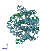 PDB entry 5l6x coloured by chain, side view.