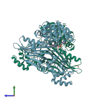 PDB entry 5l78 coloured by chain, side view.