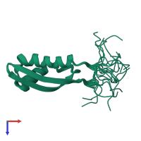 PDB entry 5l7b coloured by chain, ensemble of 20 models, top view.