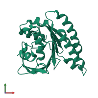 PDB entry 5lb4 coloured by chain, front view.