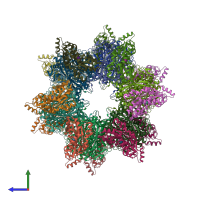 PDB entry 5ldf coloured by chain, side view.