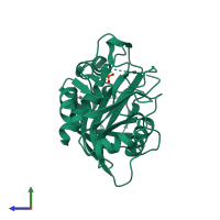PDB entry 5lf8 coloured by chain, side view.