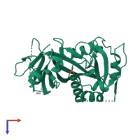 PDB entry 5lf8 coloured by chain, top view.