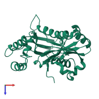 PDB entry 5lf9 coloured by chain, top view.