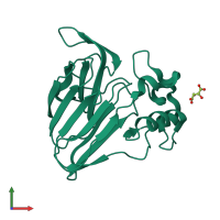 PDB entry 5lh0 coloured by chain, front view.
