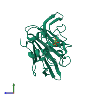 PDB entry 5lh0 coloured by chain, side view.